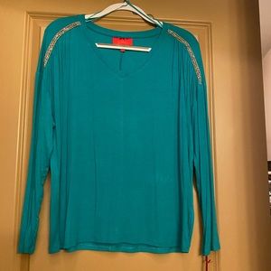 Jennifer Lopez embellished rouched shirt, size L